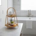 Plastik Rattan İki Katlı Sunumluk–Dekoratif Organizer, Mutfak Meyve,Sebze Sepeti, Banyo Düzenleyici Raf,Masaüstü Çok Amaçlı Sunum Standı