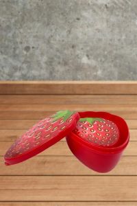 2\'li İç İçe Geçebilen Çilek Model Saklama ve Beslenme Kabı Seti (550 ml + 250 ml)