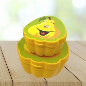 2\'li İç İçe Geçebilen Armut Model Saklama ve Beslenme Kabı Seti (550 ml + 250 ml)