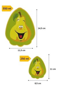 2\'li İç İçe Geçebilen Armut Model Saklama ve Beslenme Kabı Seti (550 ml + 250 ml)