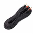 Powermaster PM-1841 Siyah 2 Rca Erkek + 3.5 Mm Stereo Erkek Gold Uç 10 Metre Ses Kablosu