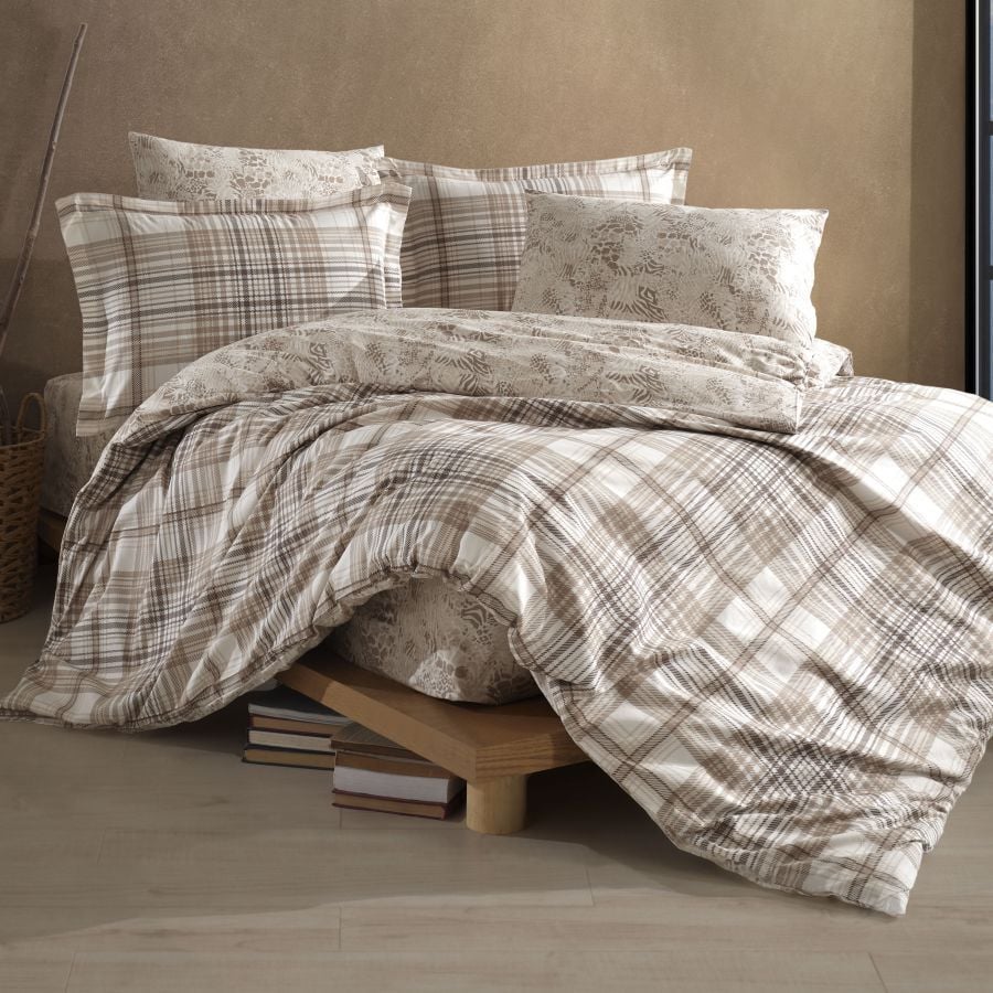 Clasy Tek Kişilik Ranforce Nevresim Takımı Ravel V1 Bej