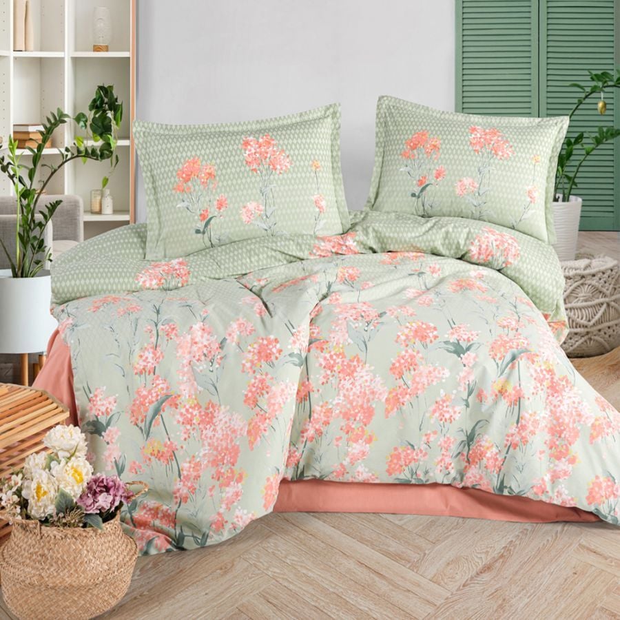 Clasy Tek Kişilik Ranforce Nevresim Takımı Nivora V1 Pudra