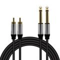 MagicVoice LD398 5 Metre Çift RCA - Çift 6.35mm Mono Jak Stereo Mixer Ses Kablosu