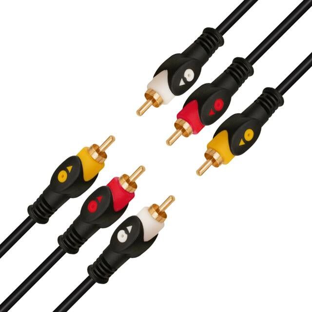 Powermaster PM-2017 Gold Uç 1.5 Metre Siyah 3 Rca + 3 Rca Kablo