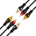 Powermaster PM-2017 Gold Uç 1.5 Metre Siyah 3 Rca + 3 Rca Kablo