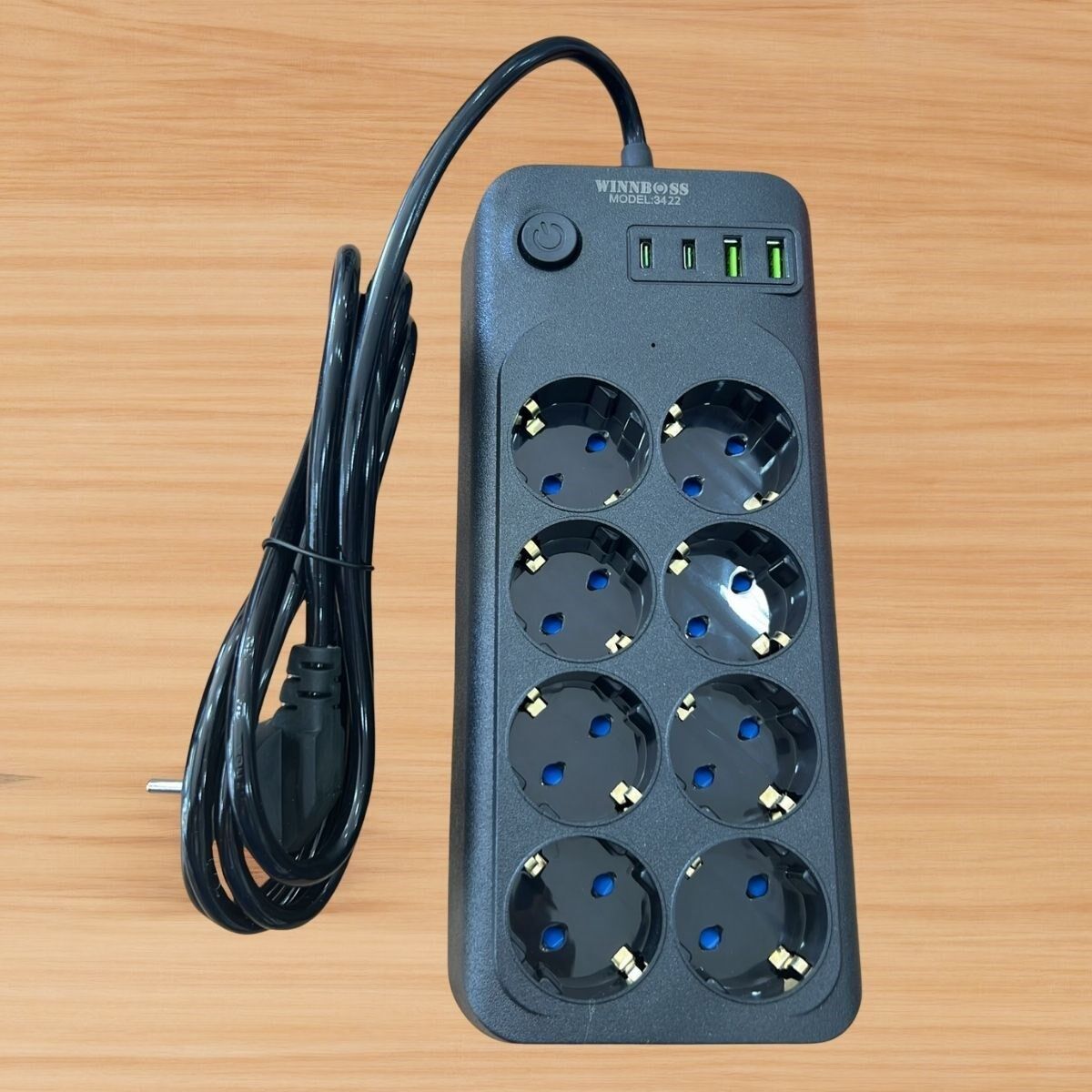 Yumurcak Shop® Akım Korumalı Termal Uzatma Kablosu – 8 Priz, 2 USB ve 2 Type-C Girişli, Güçlü Çoklu Priz