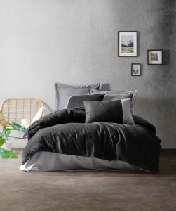 Cotton Box Plain Çift Kişilik Nevresim Takımı Siyah Gri