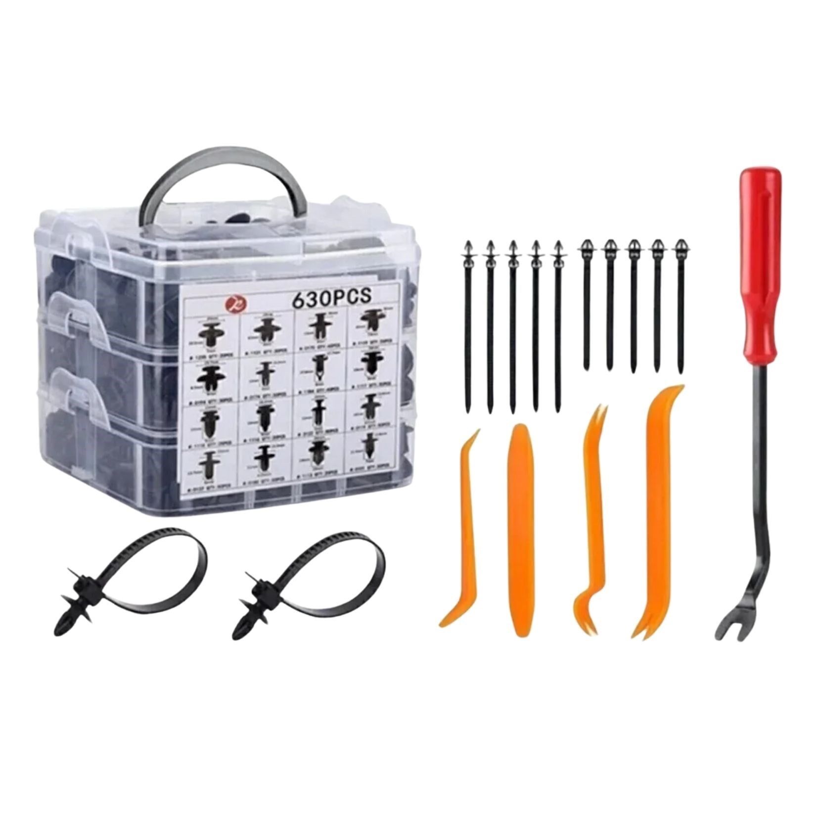 Yumurcak Shop® 630 Adet Trim Klips Seti – Oto Panel, Kapı Döşeme, Tampon ve Pervaz İçin Evrensel Raptiye Bağlantı Elemanları