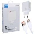 Weko WK-27876 M11 Beyaz 33 Watt Turbo Usb Şarj Başlık Adaptörü + Type-C Kablo