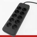 Yumurcak Shop® Akım Korumalı Termal Uzatma Kablosu – 10 Priz, 2 USB ve 2 Type-C Girişli, Güçlü Çoklu Priz