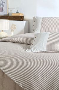 Özdilek Çift Kişilik Ranforce Nevresim Takımı Natural Line Bej