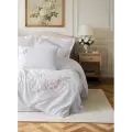 Cotton Box 3D Nakışlı Çift Kişilik Saten Nevresim Takımı Floret Beyaz