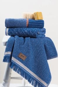 Cotton Box 3'lü Jakarlı Havlu Seti Denim Mavi 50x90
