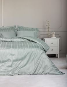Cotton Box Çift Kişilik Smart Stripe Bambu Saten Nevresim Takımı Mint