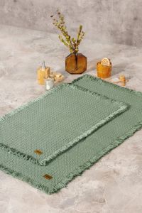Cotton Box Bath Rug Set Yeşil 2'li 75x125 60x90