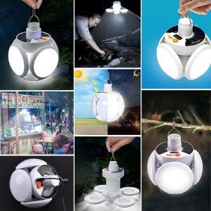 5 Led\'li 3 Farklı Işık Modlu Açılıp Kapanabilir Led Kanatlı Güneş Enerjili Solar Aydınlatma Asılabilir Kamp Feneri