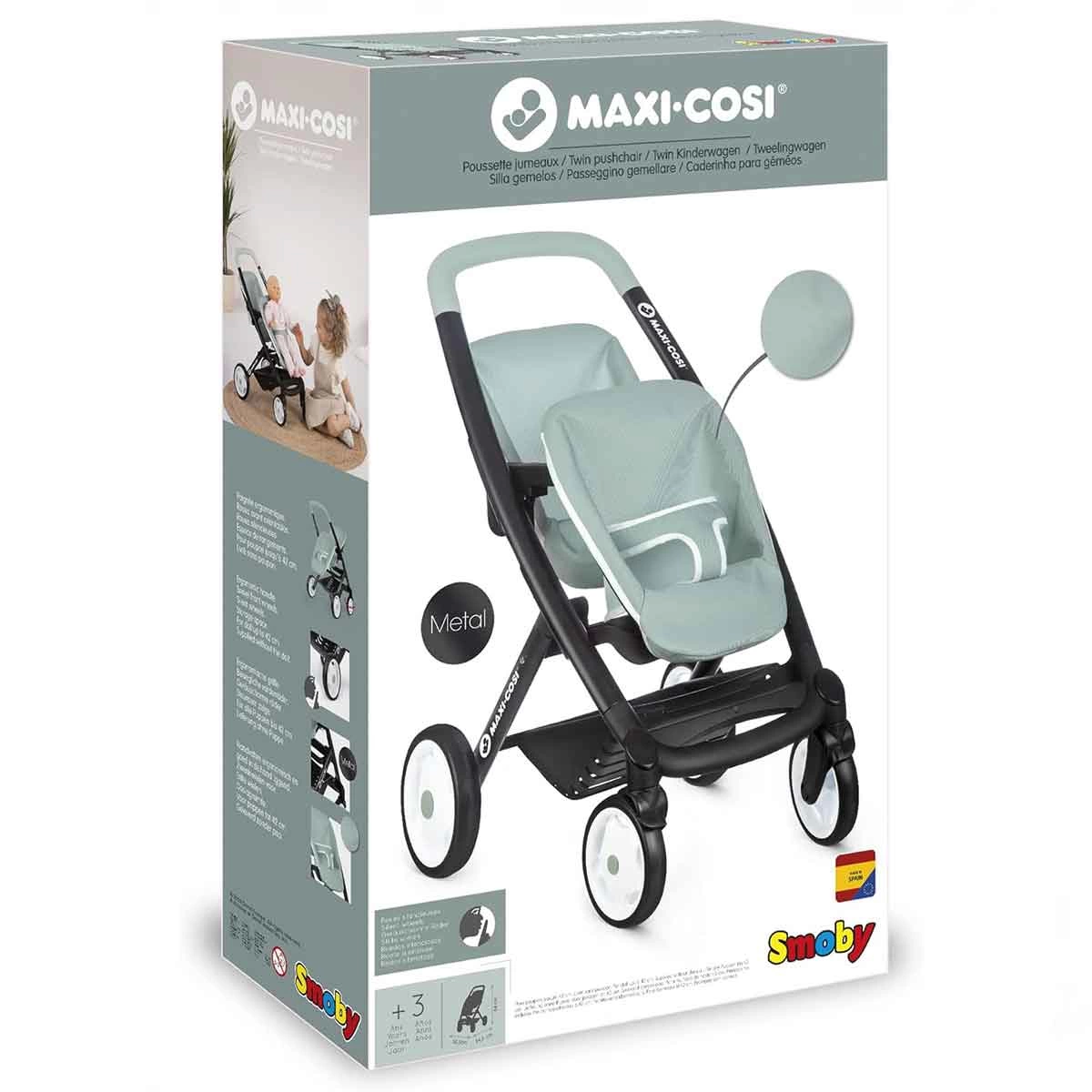 Smoby Maxi-Cosi İkiz Oyuncak Bebek Arabası Yeşil -