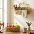 Yumurcak Shop® 2’li Duvar Askılı Plastik Rattan Organizer – Oval Hasır Görünümlü Mutfak Raf Sepeti, Banyo ve Ev İçi Düzenleme Ünitesi