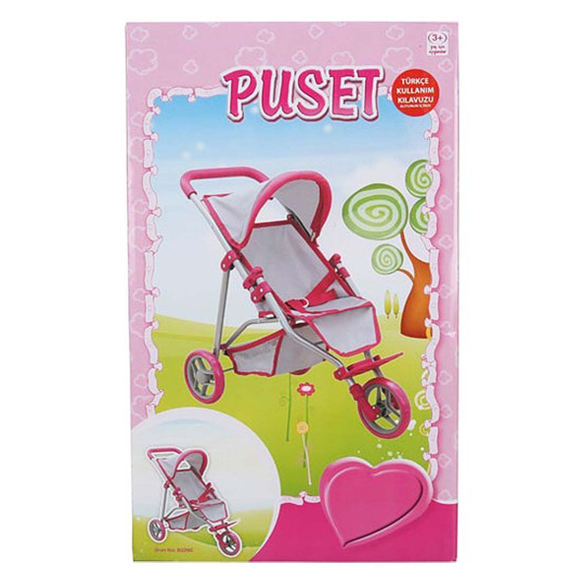 Sunman 3 Tekerlekli Pembe Gri Puset - S00009614
