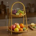 Yumurcak Shop® Plastik Rattan İki Katlı Sunumluk–Dekoratif Organizer, Mutfak Meyve,Sebze Sepeti, Banyo Düzenleyici Raf,Masaüstü Çok Amaçlı Sunum Stand