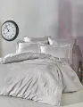 Şaheser Home Collection Jakarlı Saten Çift Kişilik Nevresim Takımı Lucio A.Gri