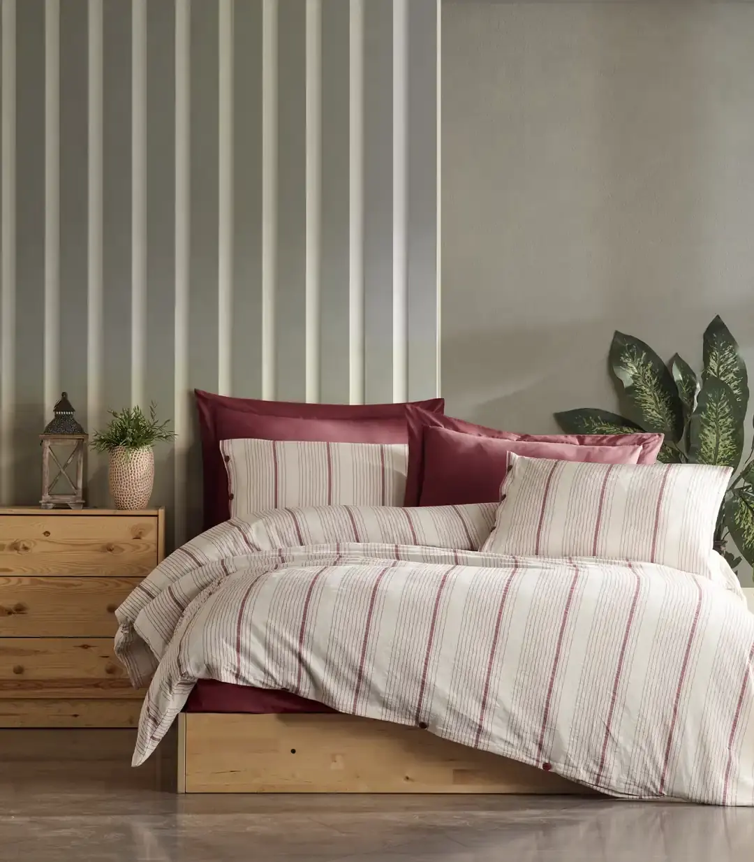 Şaheser Home Collection İplik Boyalı Nevresim Takımı Avva Bordo