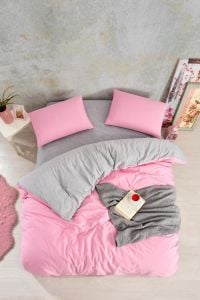 Nevresim Dünyası Düz Renk Pembe Çift Kişilik Nevresim Takımı