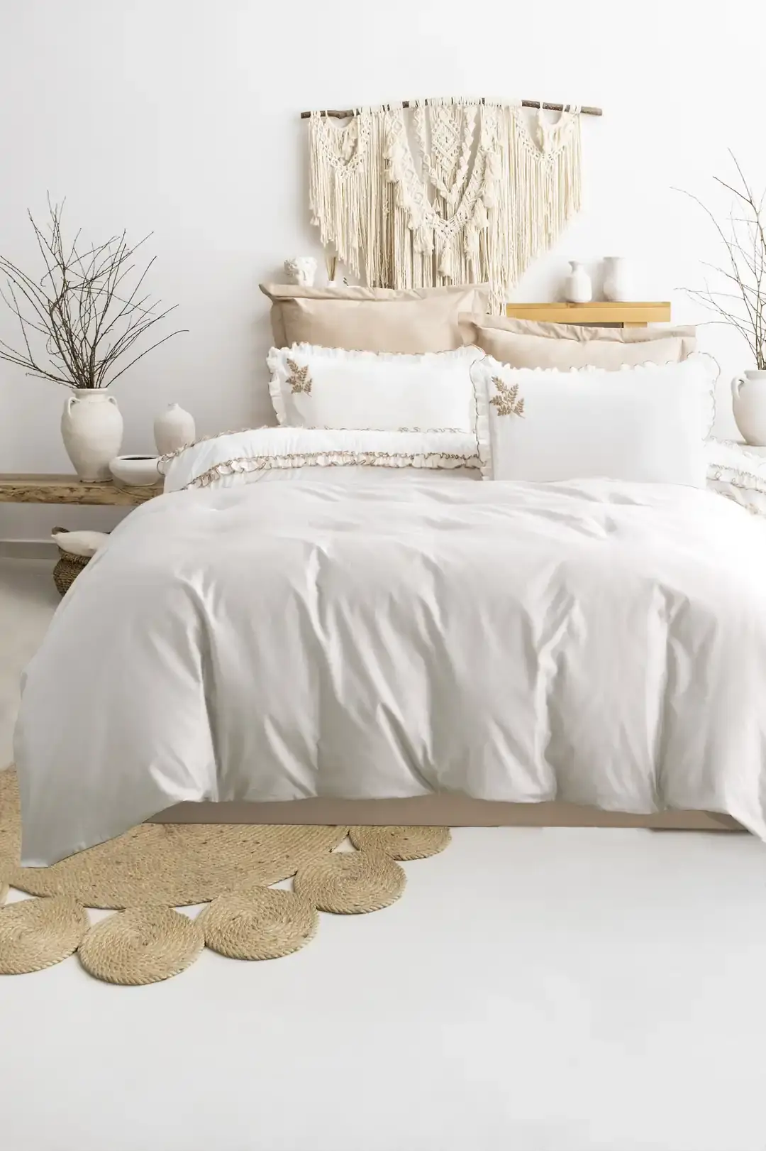 Şaheser Home Collection Nakışlı Çift Kişilik Nevresim Takımı Nova Bej