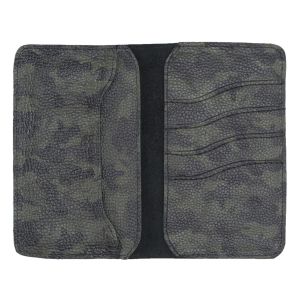 Leony 6.1 inch Uyumlu Deri Kartlıklı Kılıf Kamuflaj Yeşil