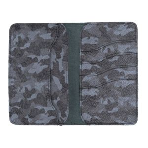 Leony 6.1 inch Uyumlu Deri Kartlıklı Kılıf Kamuflaj Gri
