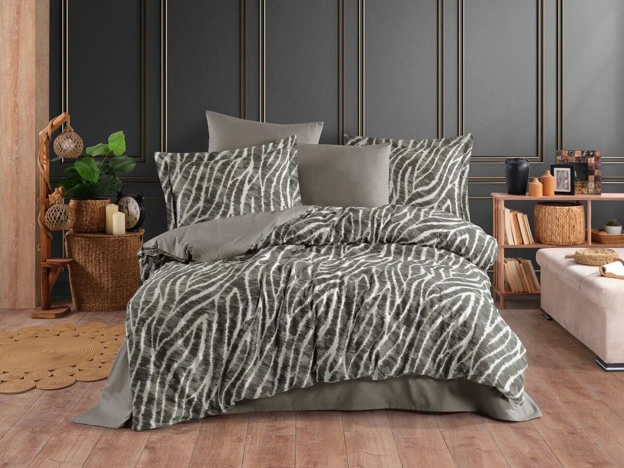 Hobby Çift Kişilik Poplin Nevresim Tamara Antrasit