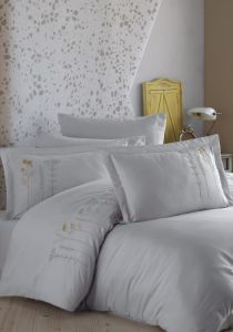Hobby Çift Kişilik Poplin Premium Nakışlı Nevresim Diva Gri