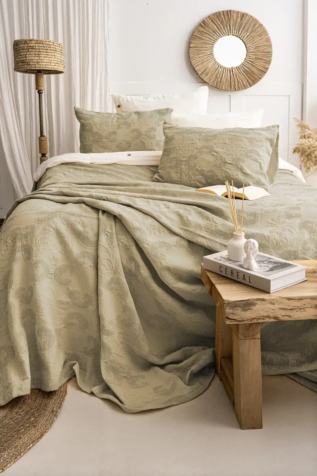 Şaheser Home Collection Yatak Örtüsü Çift Kişilik İtalo Haki