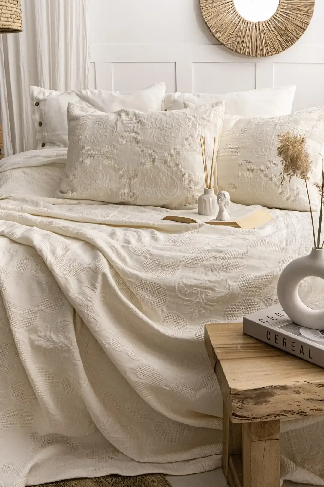 Şaheser Home Collection Yatak Örtüsü Çift Kişilik İtalo Krem