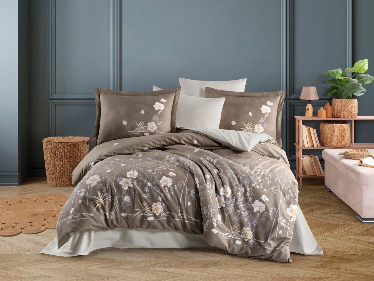 Hobby Çift Kişilik Poplin Nevresim Parlin Cappuccino