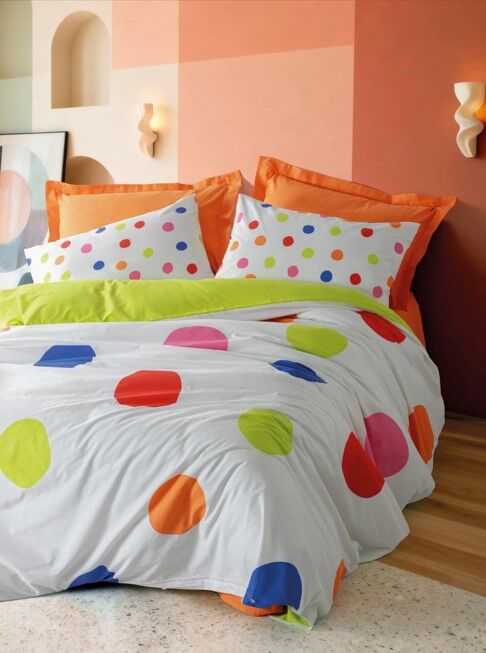 Cotton Box Modeline Tek Kişilik Nevresim Takımı Dotsy Turuncu