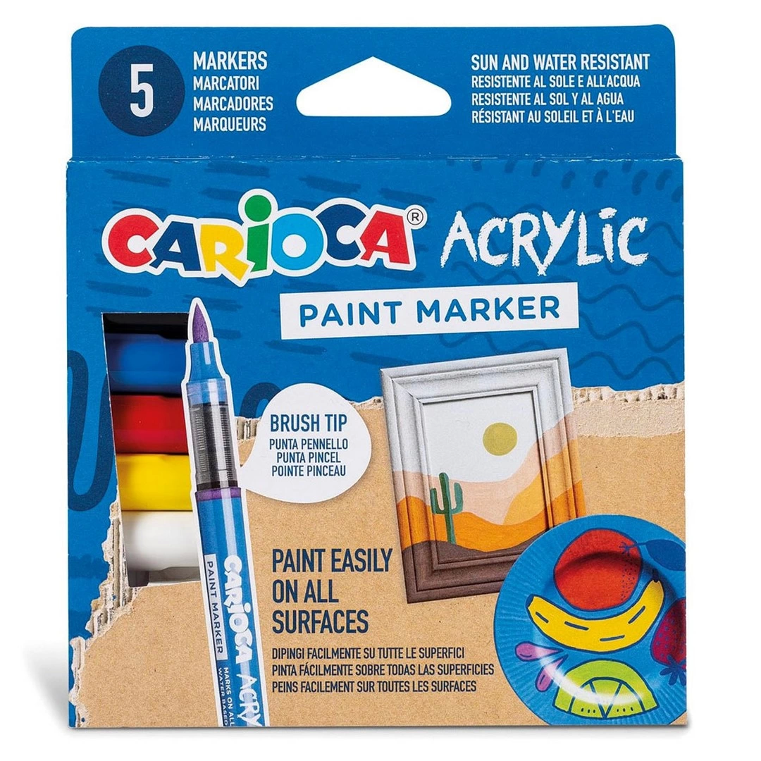 Carioca Akrilik Paint Marker Su Bazlı Fırça Uçlu 5'li