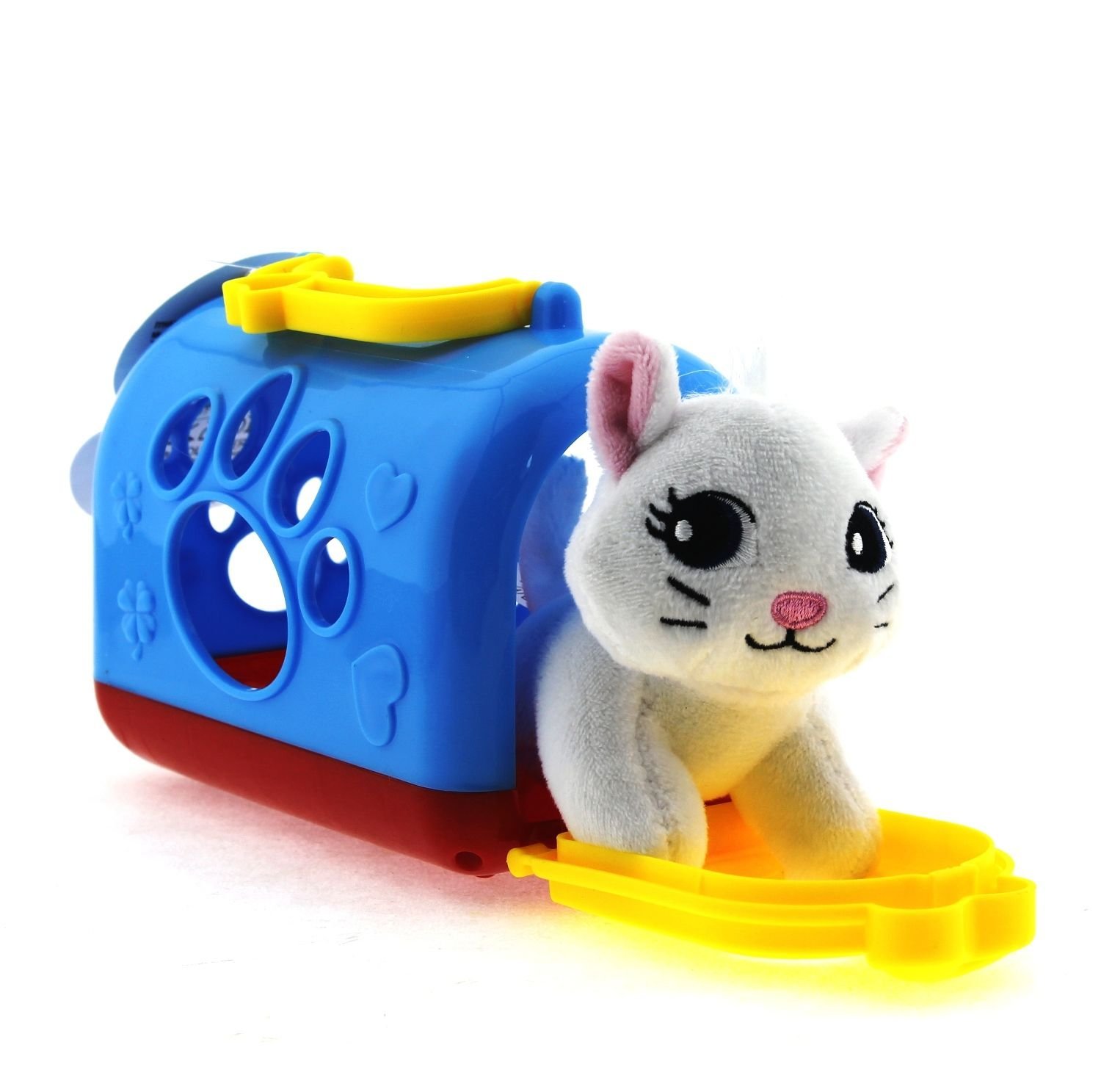 Taşıma Çantalı Peluş Beyaz Yavru Kedi