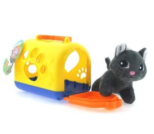 Taşıma Çantalı Peluş Gri Yavru Kedi