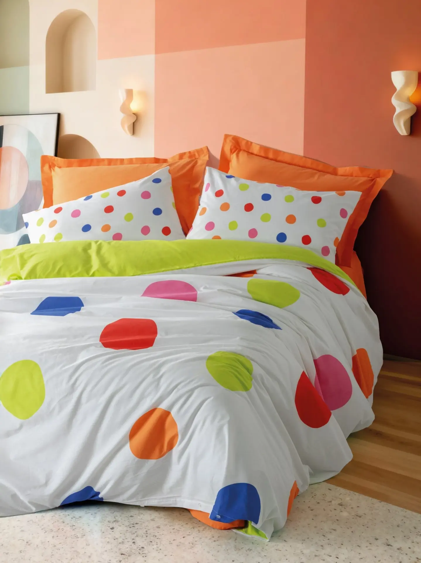 Cotton Box Ranforce Nevresim Takımı Çift Kişilik Dotsy Turuncu