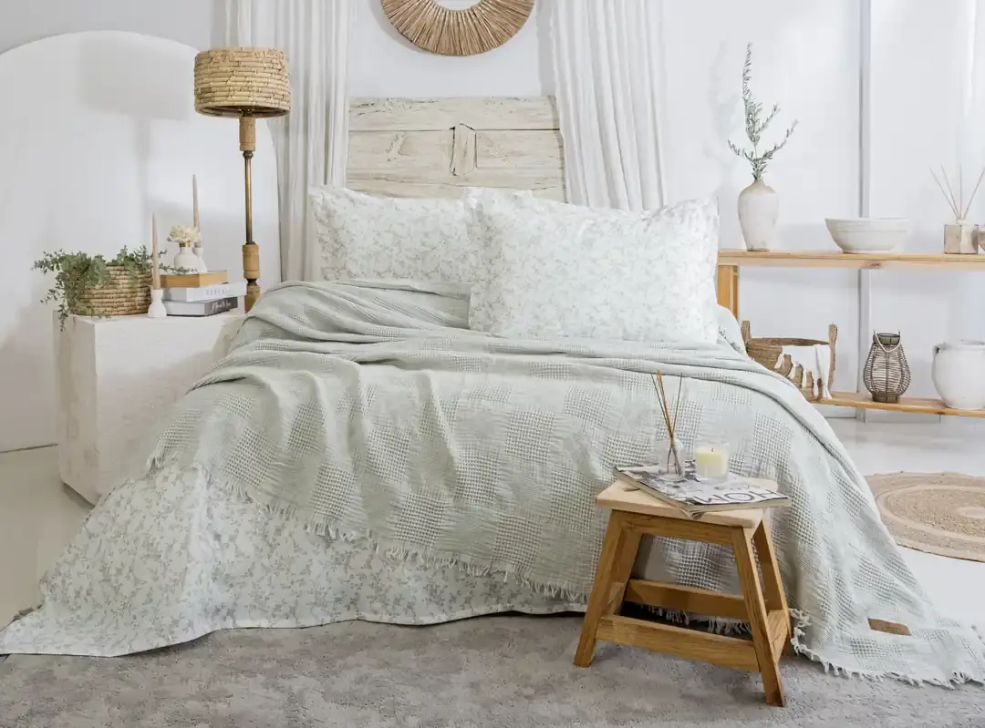 Şaheser Home Collection Müslin Yatak Örtüsü Çift Kişilik Pamela A.Gri