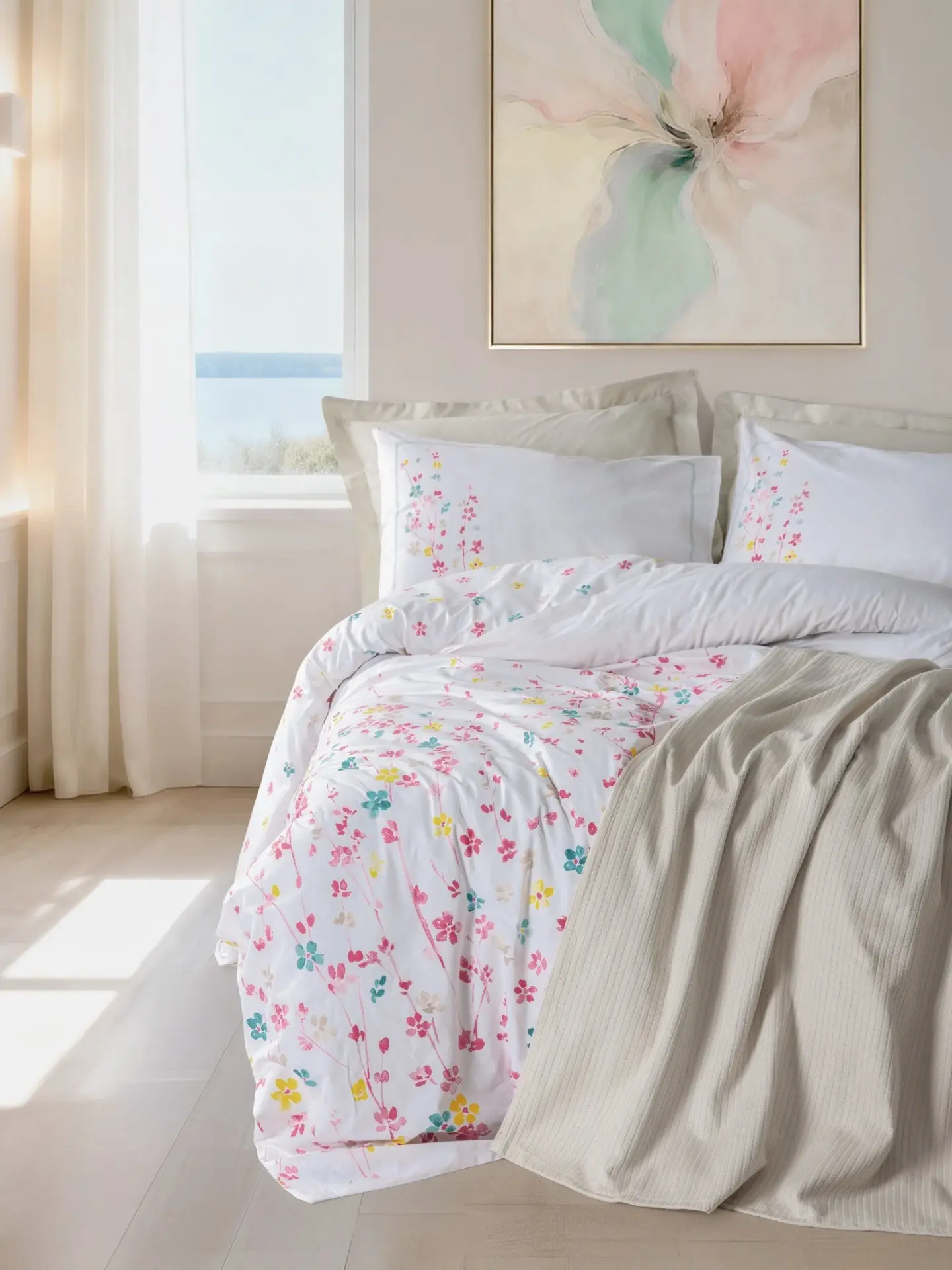 Cotton Box Vivid Çift Kişilik Pikeli Nevresim Takımı Flare Bej