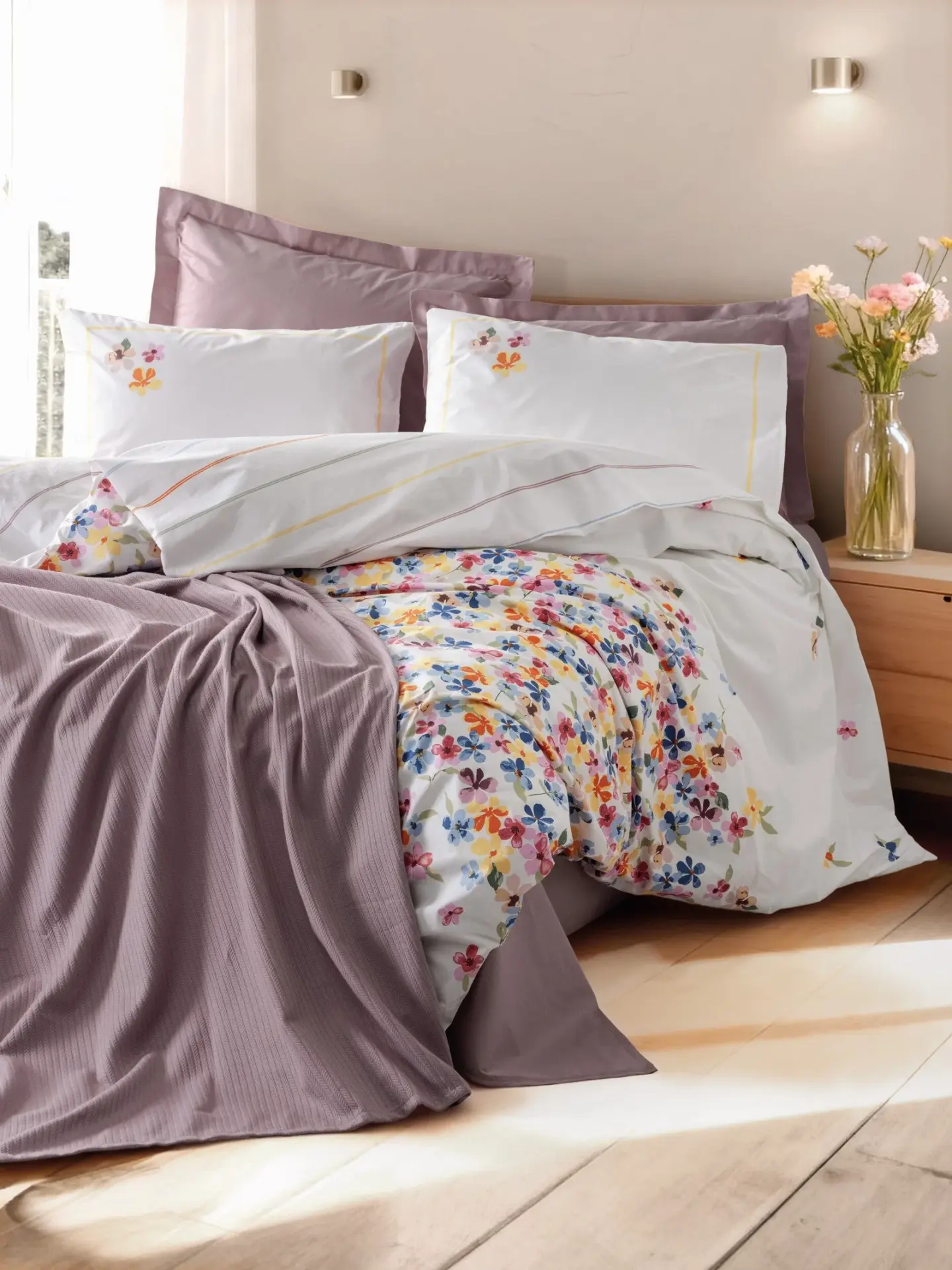 Cotton Box Vivid Çift Kişilik Pikeli Nevresim Takımı Flurry Lila