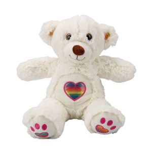 3184 Gökkuşağı Kalpli Peluş Ayı 30 cm 