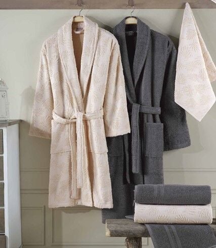 Hobby Talya Bornoz Seti Kum Antrasit