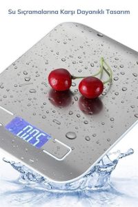 TF 1002 Hassas Ölçümlü  Maksimum 5 Kg Kapasiteli Led Ekran Platin Dijital Mutfak Tartısı