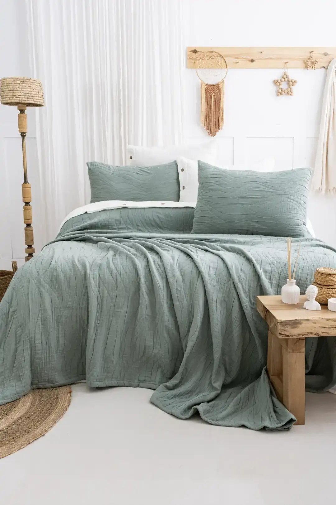 Şaheser Home Collection Yatak Örtüsü Çift Kişilik Janna Yeşil