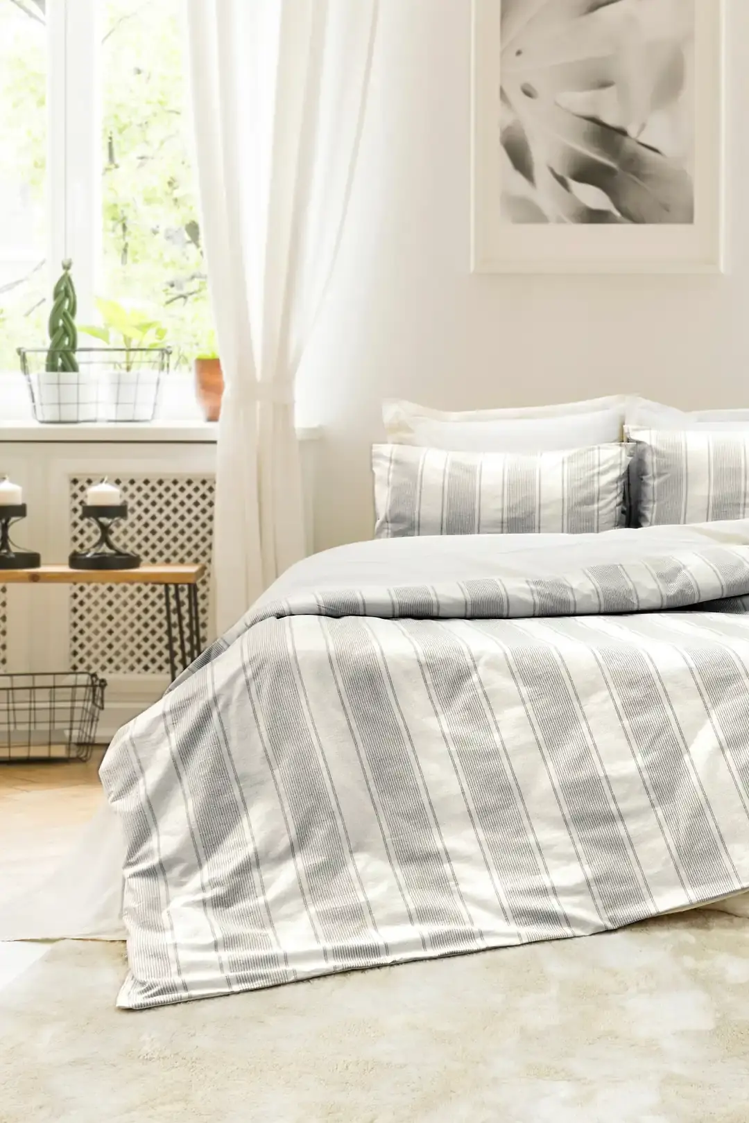 Şaheser Home Collection İpliği Boyalı Çift Kişilik Nevresim Takımı Nenas Antrasit