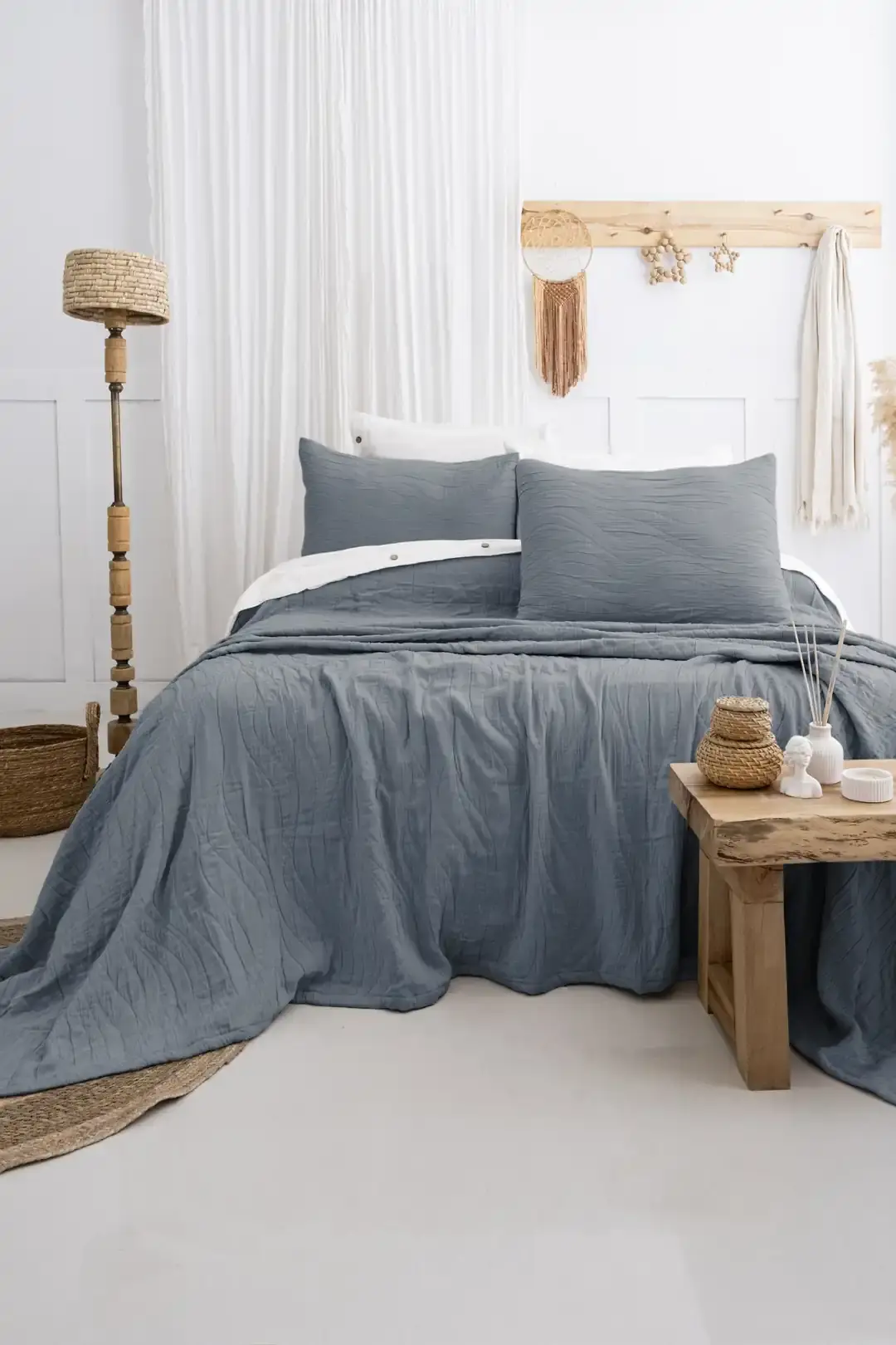 Şaheser Home Collection Yatak Örtüsü Çift Kişilik Janna Mavi